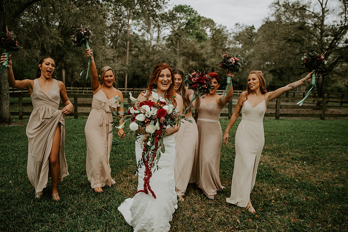 Fun Bride and Bridesmaids shot BMR Stables Wedding Photography captured by South Florida Wedding Photographer Maggie Alvarez Photography