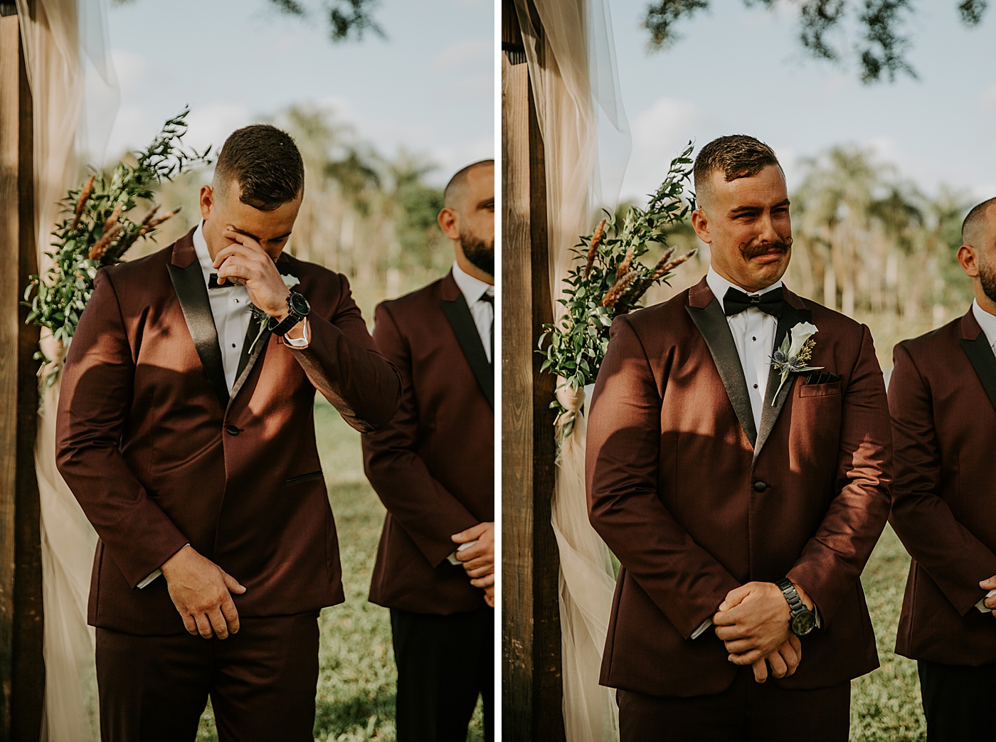 Groom's reaction to seeing Bride BMR Stables Wedding Photography captured by South Florida Wedding Photographer Maggie Alvarez Photography