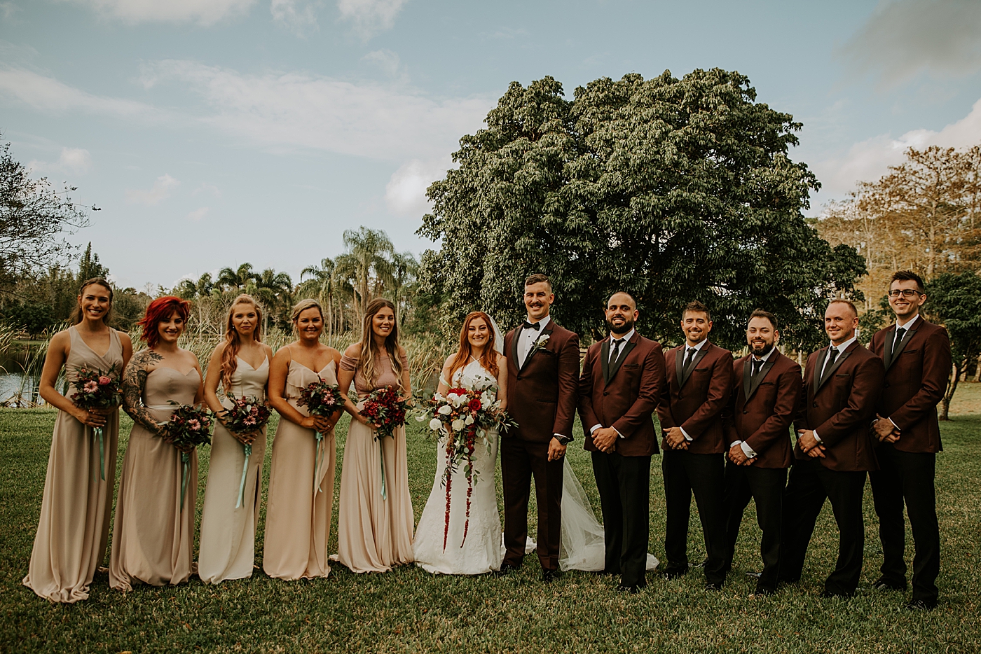 Bride and Groom with Bridal Party Bride entering ceremony with father BMR Stables Wedding Photography captured by South Florida Wedding Photographer Maggie Alvarez Photography