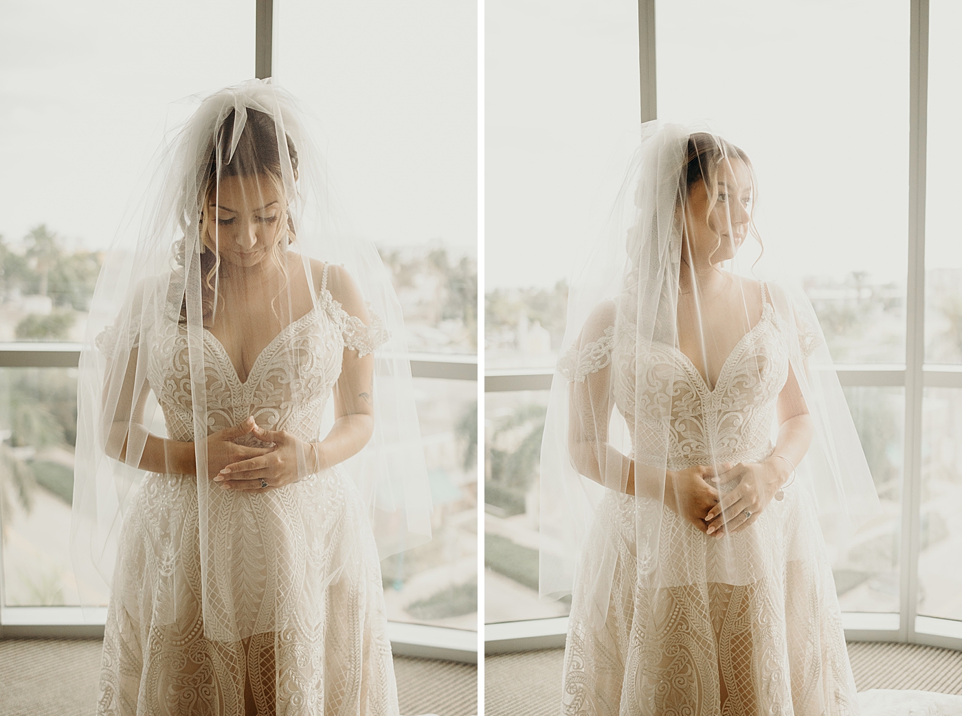 Portrait shots of Bride with veil over her face Benvenuto Restaurant Wedding Photography captured by South Florida Wedding Photographer Maggie Alvarez Photography