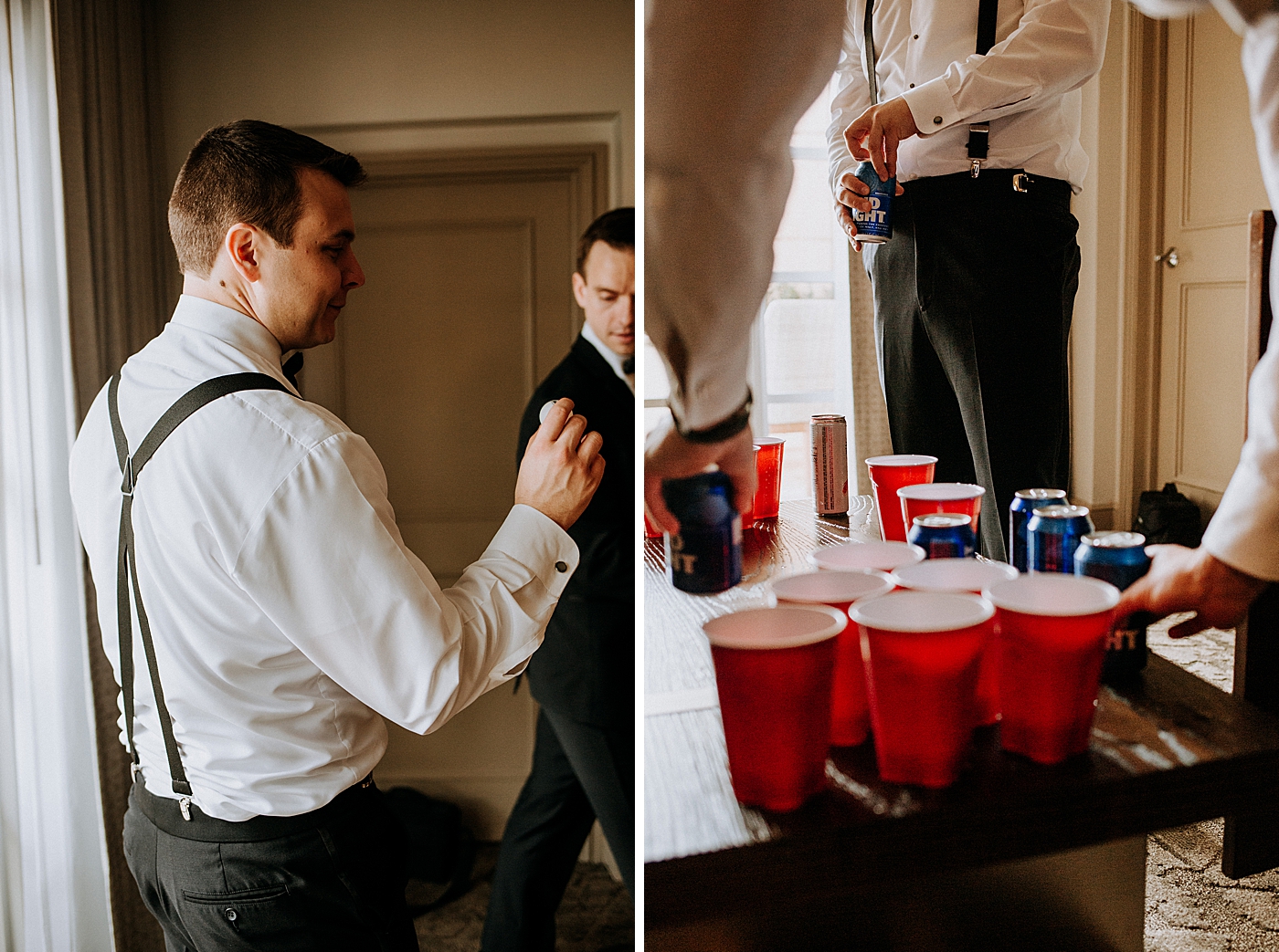 Beer pong Getting Ready Bud Light Coral Gables Country Club Wedding Photography captured by South Florida Wedding Photographer Maggie Alvarez Photography