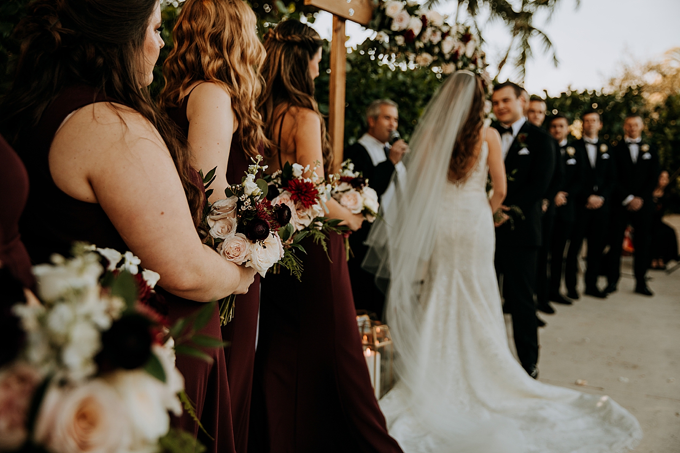 Ceremony with Bridesmaids and Bouquets Coral Gables Country Club Wedding Photography captured by South Florida Wedding Photographer Maggie Alvarez Photography