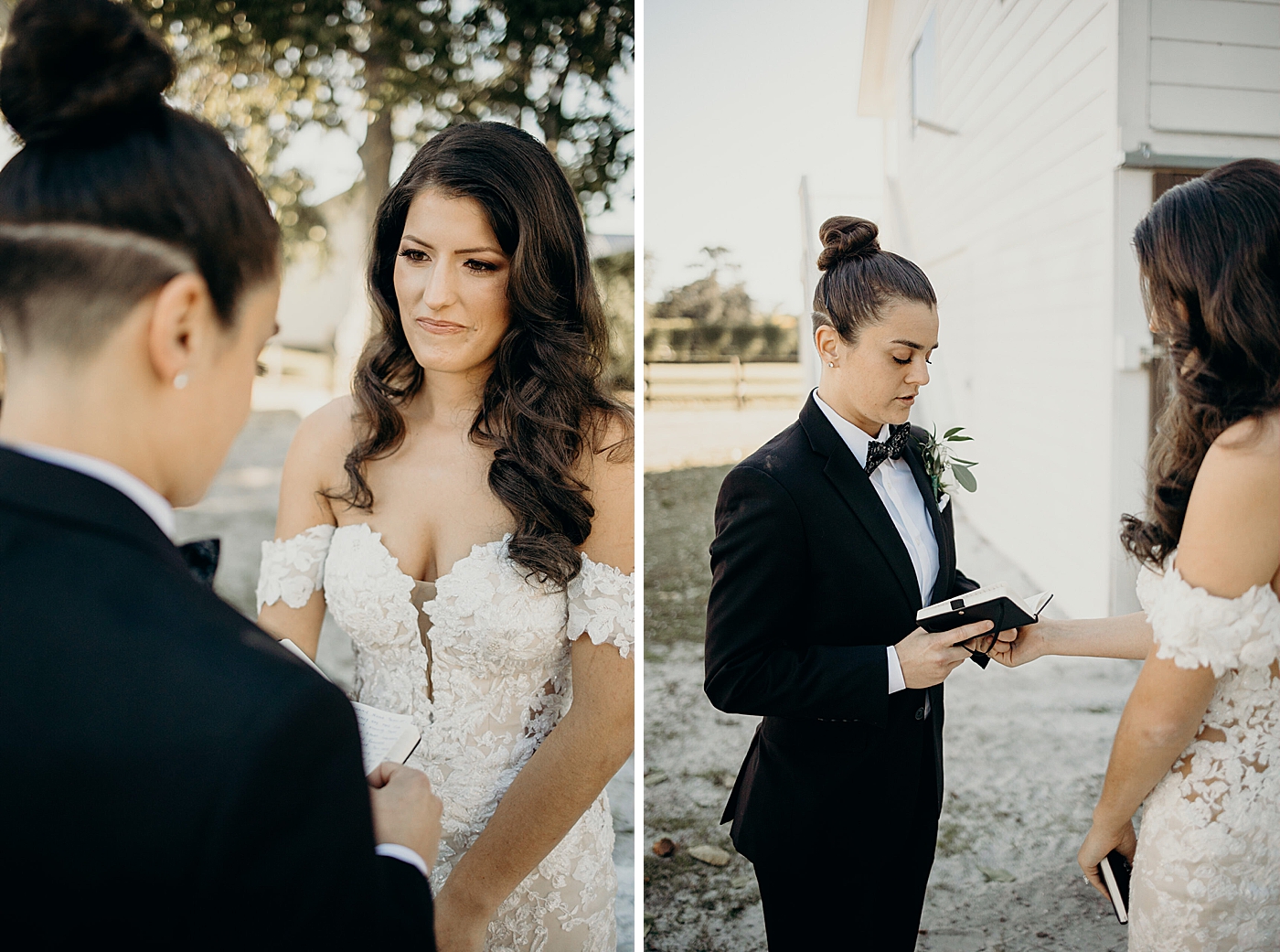Brides sharing vows Ever After Farms Wedding Photography captured by South Florida Wedding Photographer Maggie Alvarez Photography