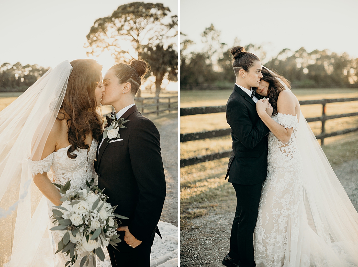 Brides kissing and holding each other portraits Ever After Farms Wedding Photography captured by South Florida Wedding Photographer Maggie Alvarez Photography