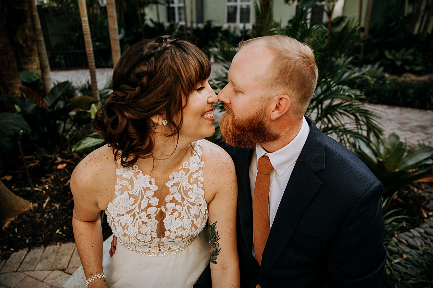 Bride and Groom looking into each other's eyes Historic Stranahan House Wedding Photography captured by South Florida Wedding Photographer Maggie Alvarez Photography