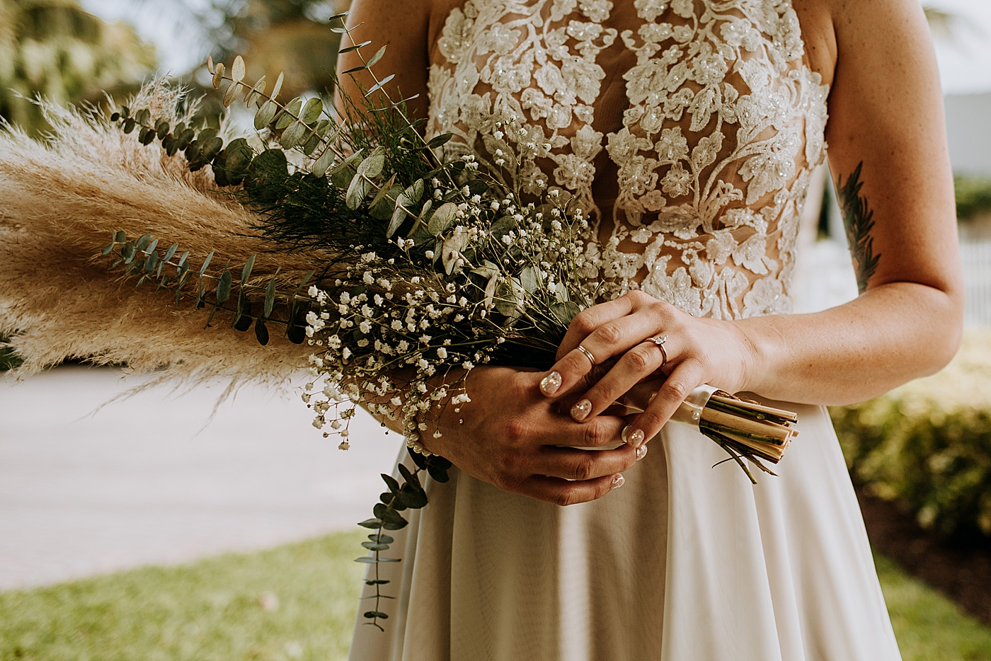 Detail shot of Bride with bouquet Historic Stranahan House Wedding Photography captured by South Florida Wedding Photographer Maggie Alvarez Photography