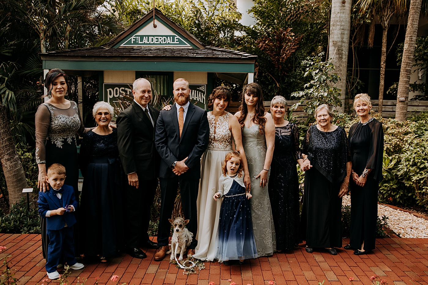 Bride and Groom family portrait shot Historic Stranahan House Wedding Photography captured by South Florida Wedding Photographer Maggie Alvarez Photography