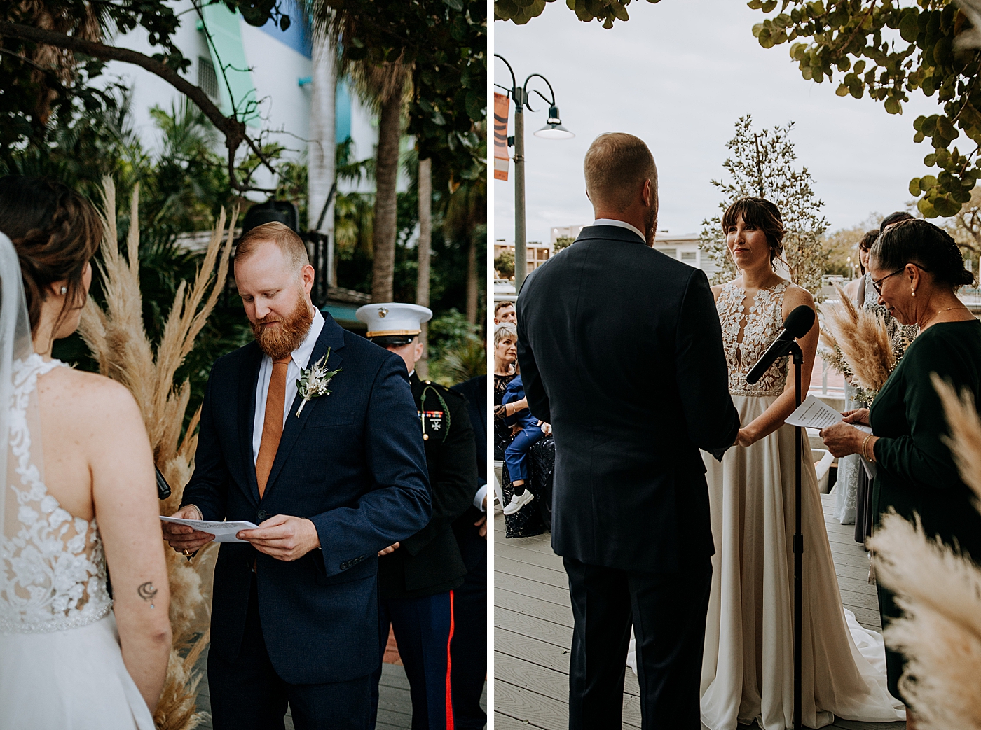 Bride and Groom exchanging vows Historic Stranahan House Wedding Photography captured by South Florida Wedding Photographer Maggie Alvarez Photography