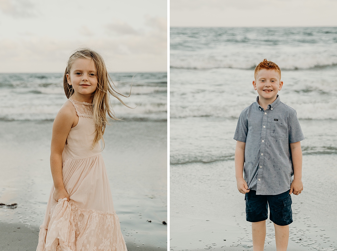 Individual child portraits with ocean behind them Ocean Ridge Hammock Park Family Photography by South Florida Family Photographer Maggie Alvarez Photography