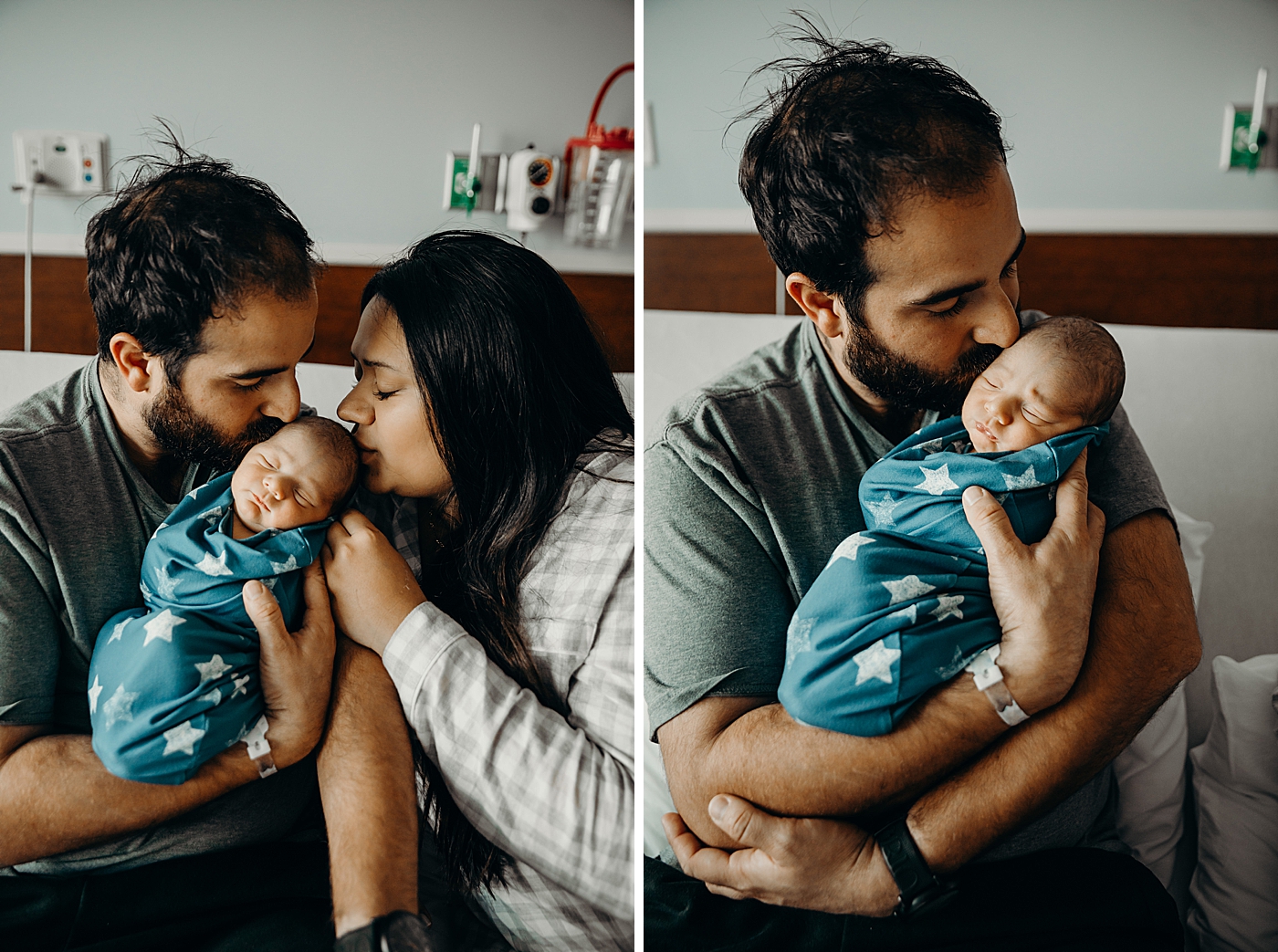 Father kissing baby on head and mother kissing South Florida Fresh 48 Newborn Photography by South Florida Family Photographer Maggie Alvarez Photography
