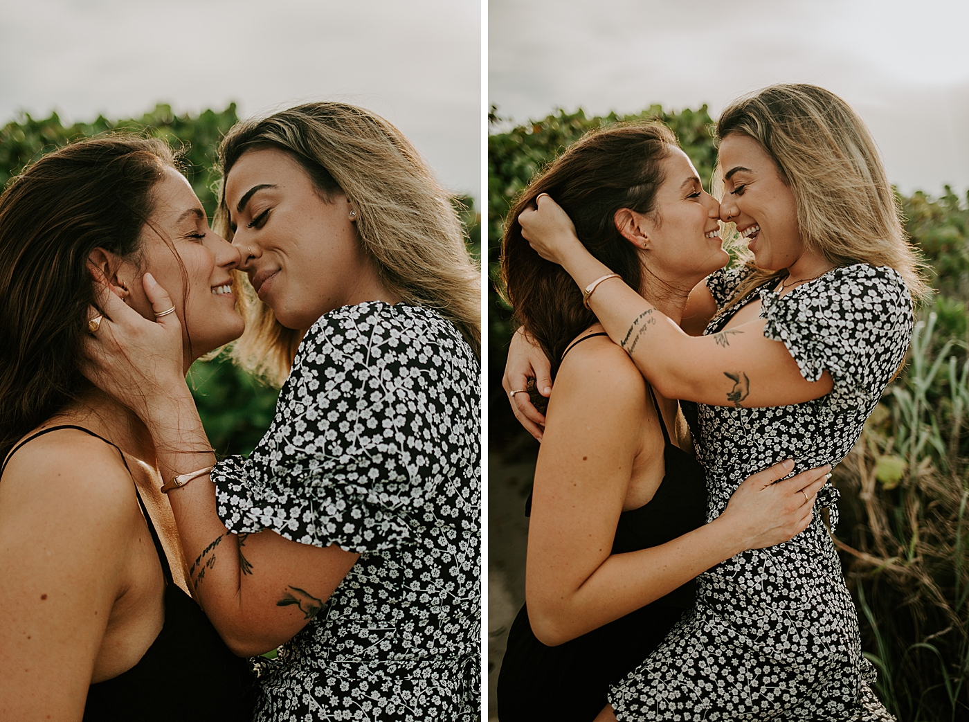 Couple about to kiss South Florida LGBTQ+ Engagement Photography captured by Maggie Alvarez Photography