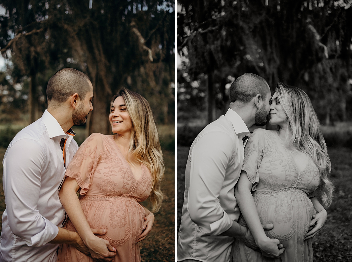 Husband holding wife and kissing Riverbend Park Maternity Photography by South Florida Family Photographer Maggie Alvarez Photography