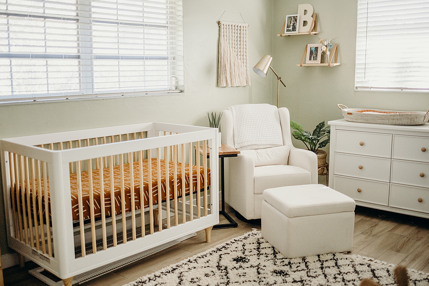 Pastel Baby room with Cradle, chair, and ottoman South Florida Newborn Photography captured by South Florida Family Photographer Maggie Alvarez Photography