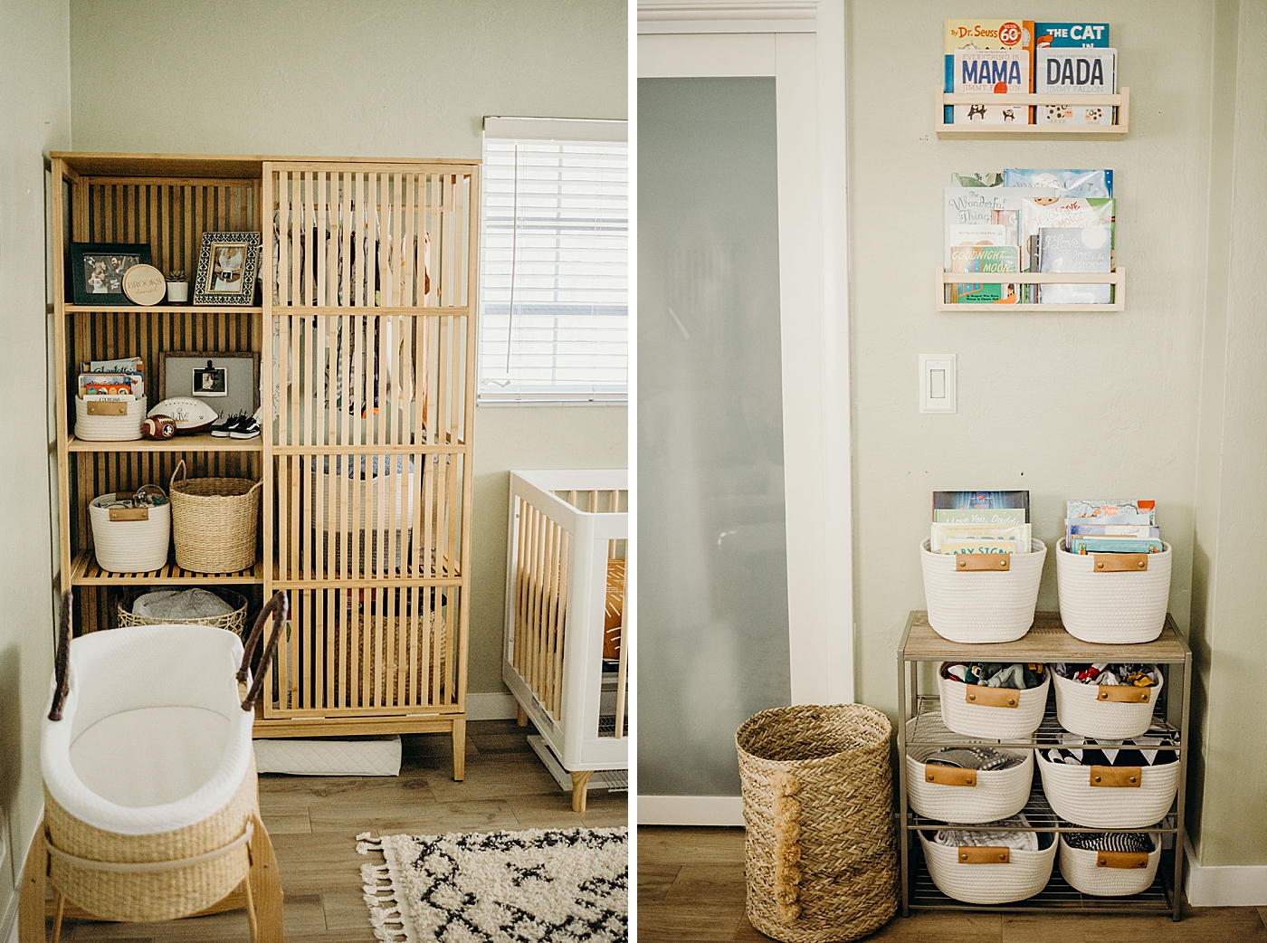 Baby room picture shelf with cradle and organizer South Florida Newborn Photography captured by South Florida Family Photographer Maggie Alvarez Photography