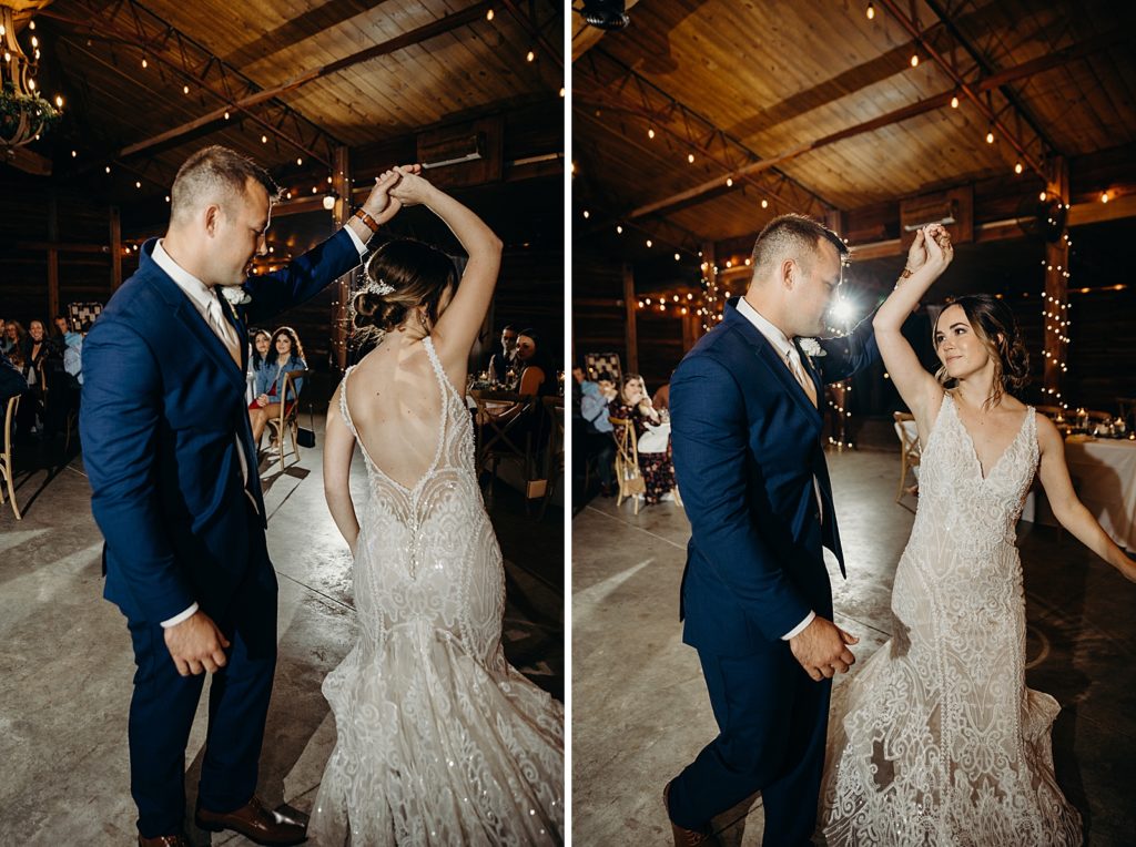 Bride twirling with Groom for First Dance