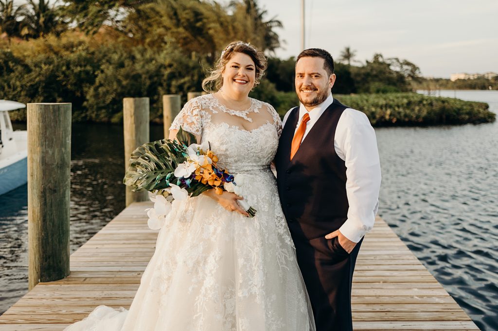 Bride and Groom portrait on the dock